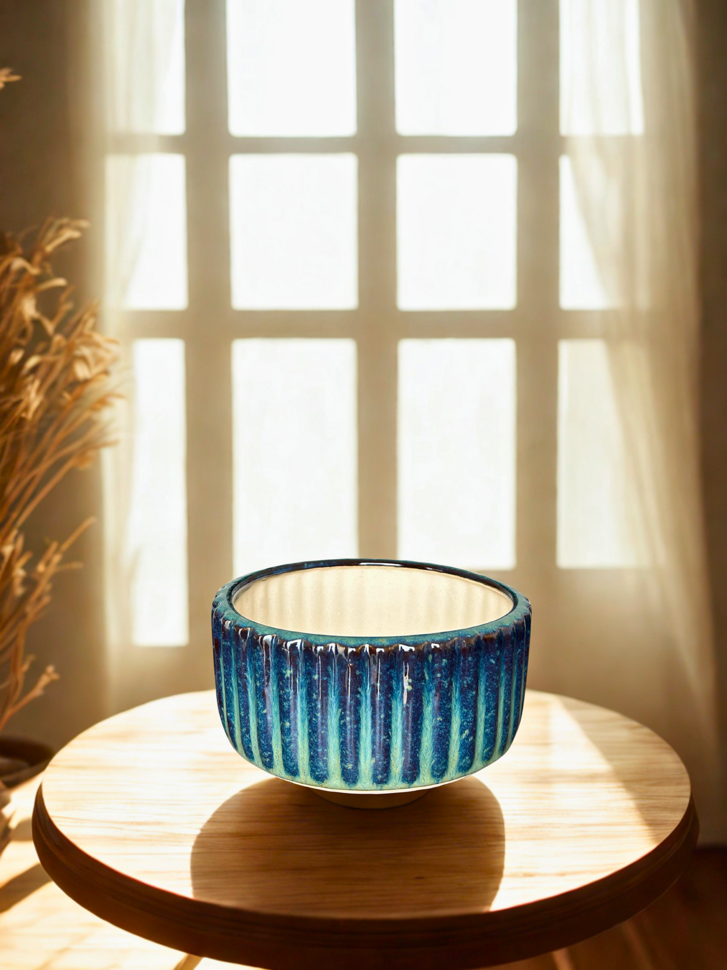 Aqua Blue Fusion Handcrafted Ceramic Planters – Set of 3
