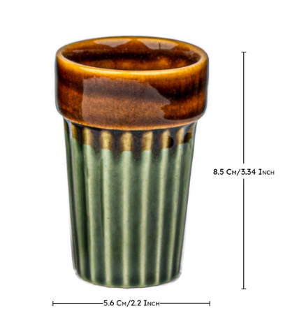 Handcrafted Ceramic Kulhad Set with Metal Stand - 6 Kulhads + Stand | Traditional Indian Tea Cups