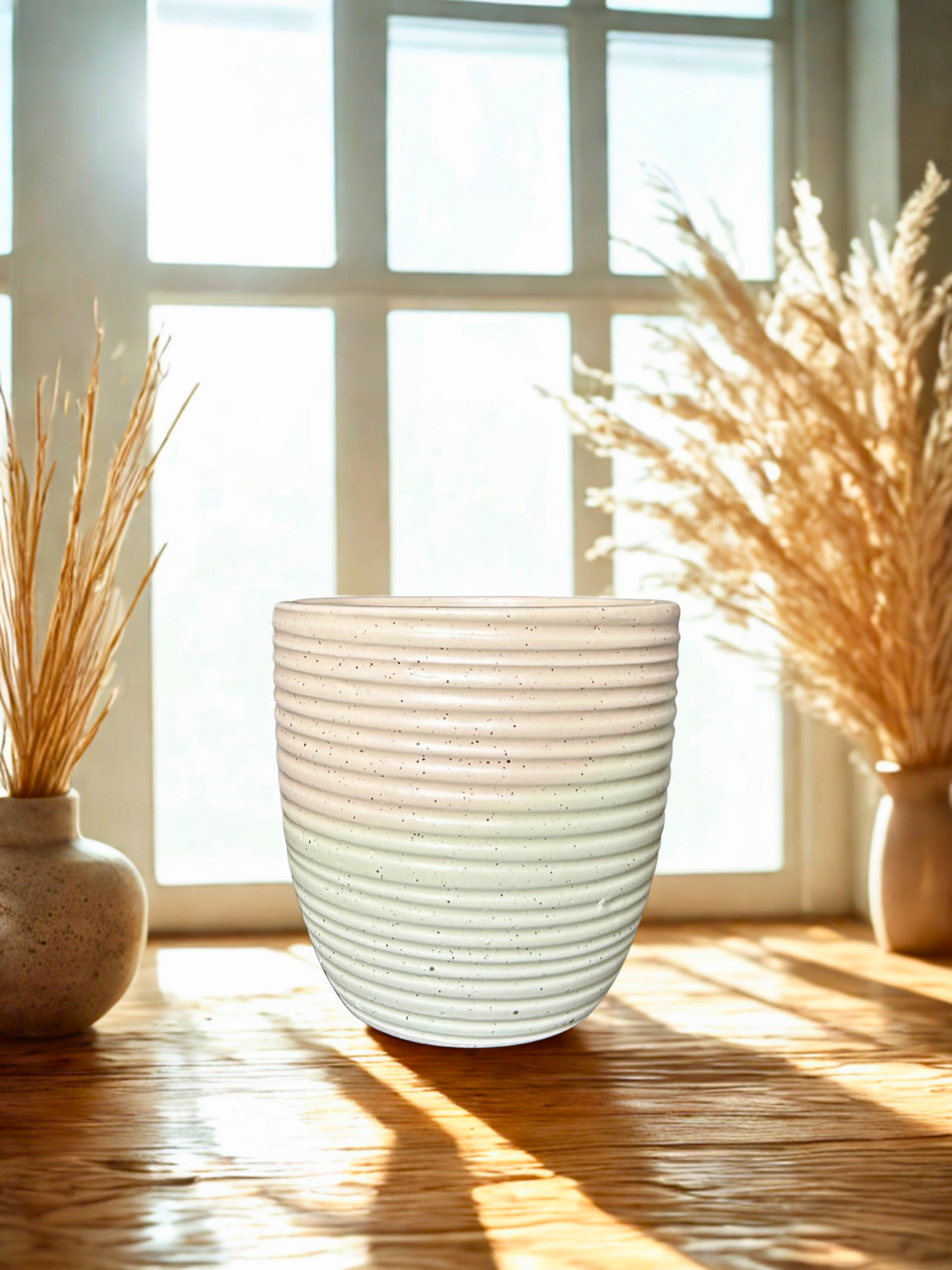 Ivory Mist Fusion Handcrafted Ceramic Planters (Oval)– Set of 2