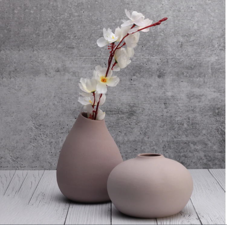 Minimalist Handcrafted Ceramic Vase Set - Soft Beige | Set of 3