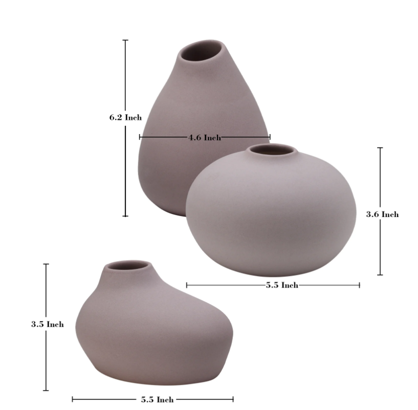 Minimalist Handcrafted Ceramic Vase Set - Soft Beige | Set of 3