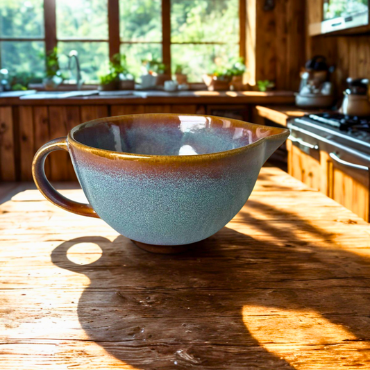 Handcrafted Ceramic Mixing & Serving Bowl | Rustic Blue Gradient Glaze