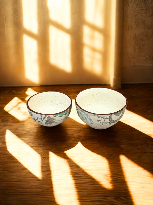 Pastel Bloom Ceramic Bowl Set | Handcrafted Artisan Collection with Delicate Florals