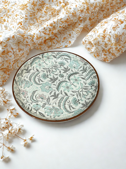 Pastel Blossom Handcrafted Ceramic Plate | Floral Design Dinner Plate