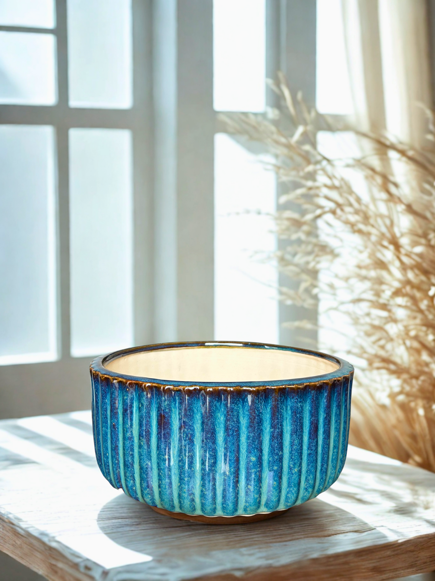 Aqua Blue Fusion Handcrafted Ceramic Planters – Set of 3