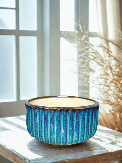 Aqua Blue Fusion Handcrafted Ceramic Planters – Set of 3