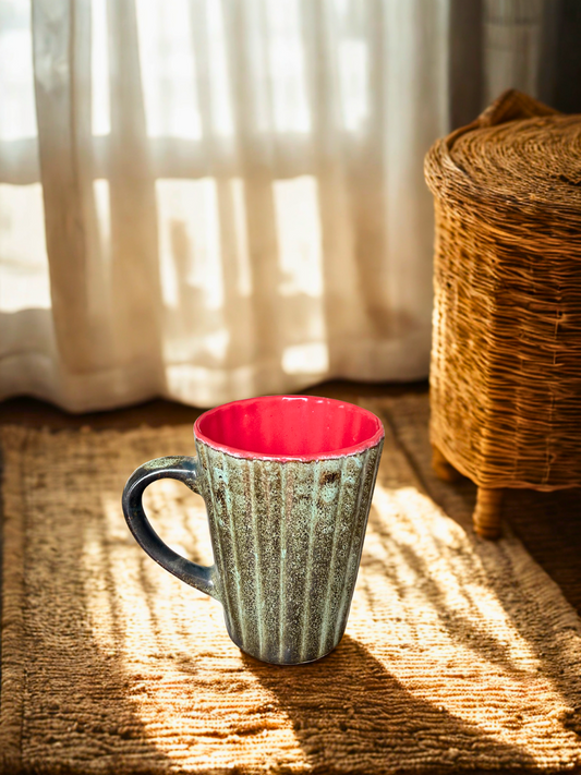 Aqua Green Glazed Ceramic Handcrafted Mug – Set of 4