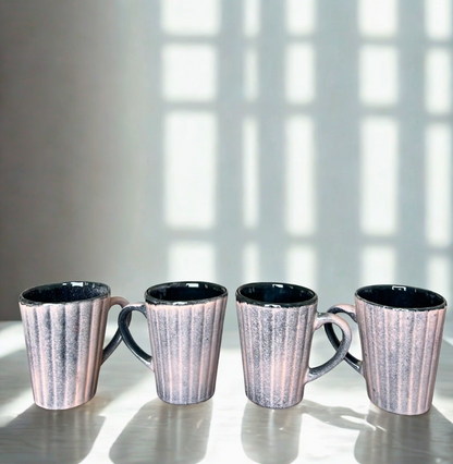 Purple Glazed Ceramic Handcrafted Mug – Set of 4