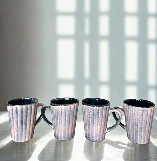 Purple Glazed Ceramic Handcrafted Mug – Set of 4