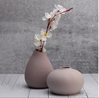 Minimalist Handcrafted Ceramic Vase Set - Soft Beige | Set of 3