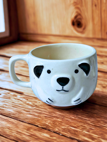 Handcrafted Ceramic Puppy Face Mugs – Set of 2 | 3D Dog Design