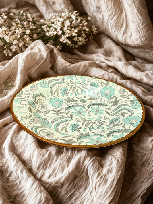 Pastel Bloom Artisan Pasta Plate | Handcrafted Ceramic with Floral Design